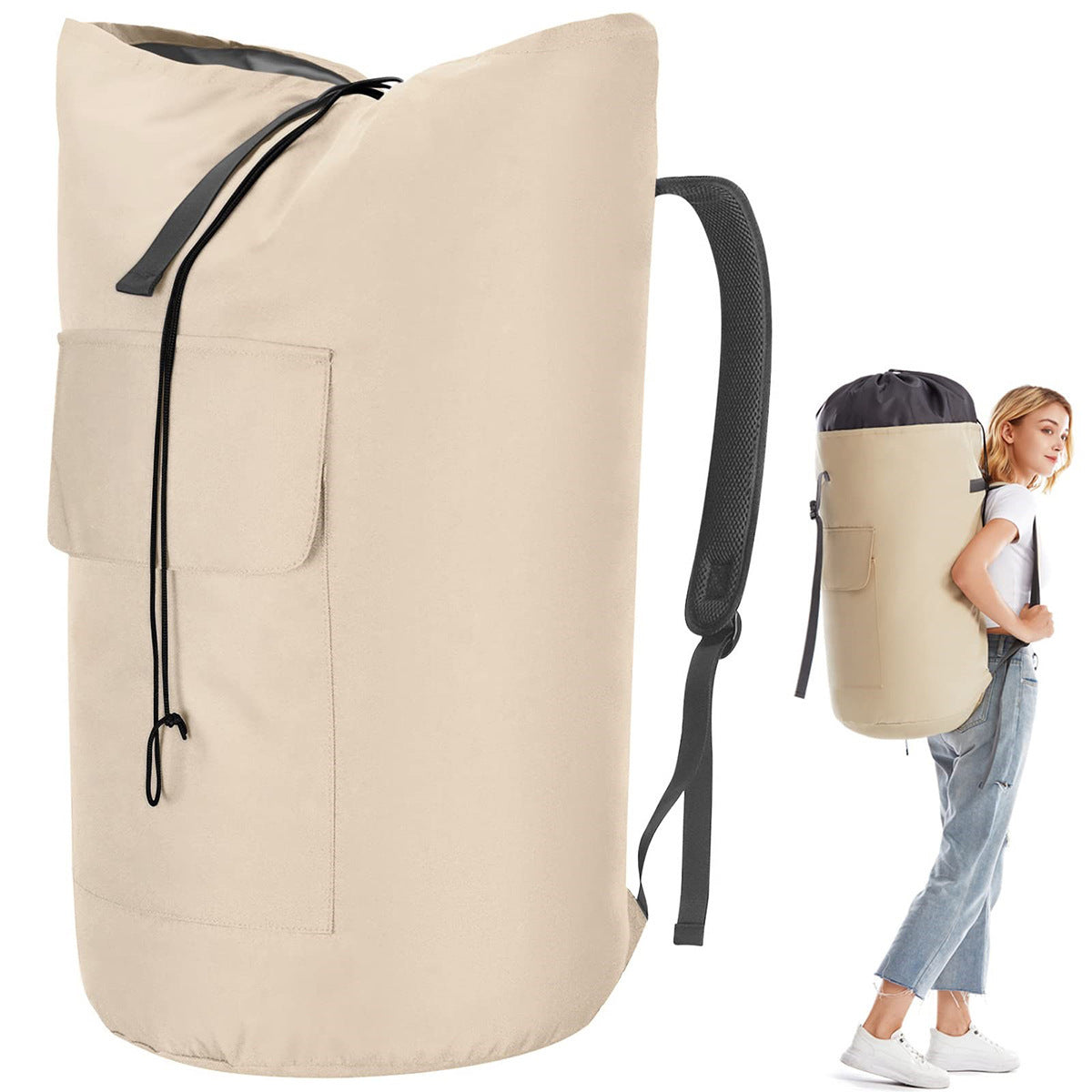 Large Capacity Dirty Clothes Carrier Hanging Laundry Backpack for Travel Multifunctional 600D Oxford Cloth