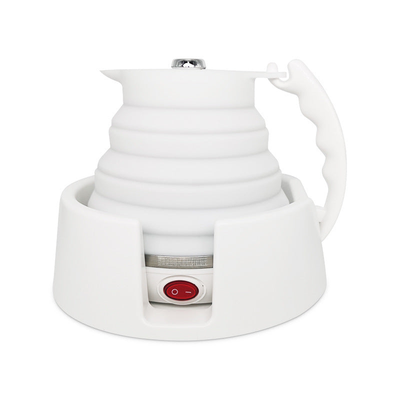 Foldable Car Electric Kettle 12V 24V Portable 450ml Silicone White For Vehicle Travel