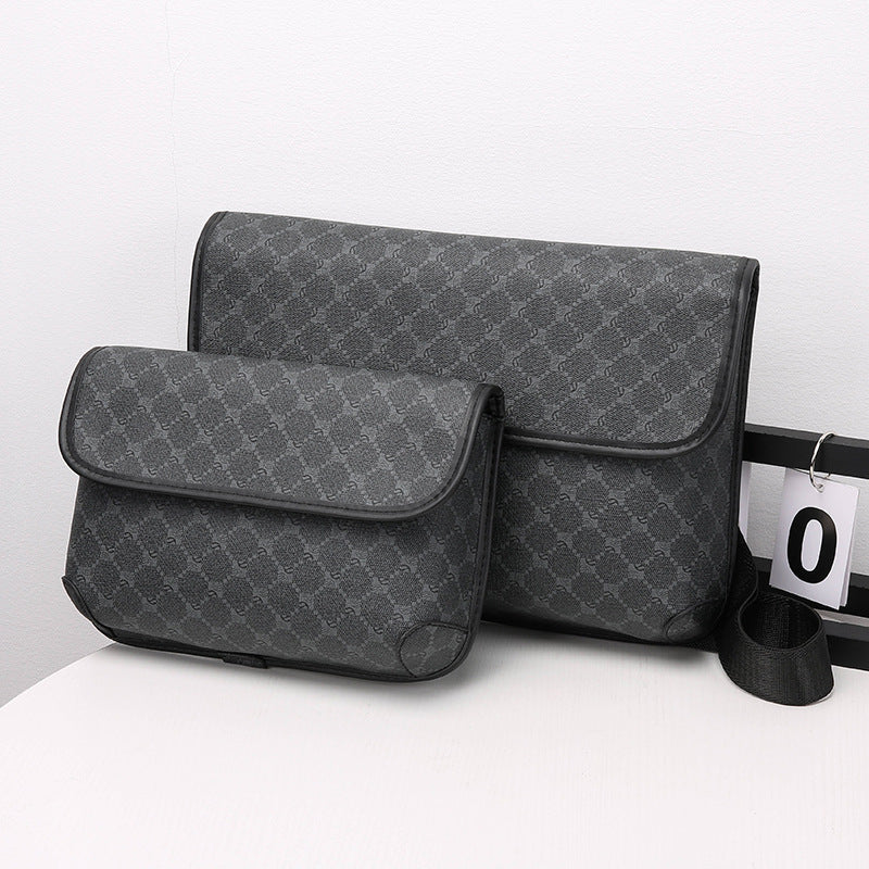 Mens Contrast Color Matte Fashion Retro Crossbody Shoulder Bag PU Leather Lightweight Daily Use