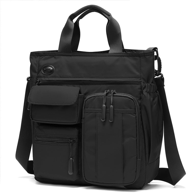 Men's Oxford Cloth Shoulder Bag for Business Travel Multi Layer Design Large Capacity 30 34 11 cm