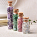 Natural Crystal Gravel Wishing Bottle – Cylinder Glass Bottle | 19 Crystals & 5 Sizes