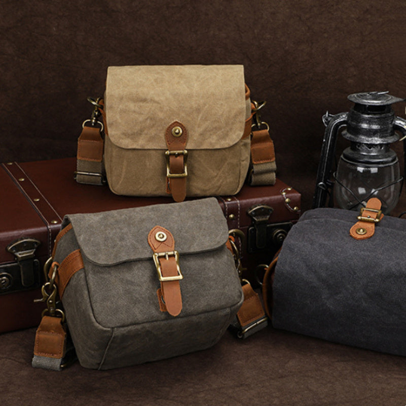 Canvas SLR Camera Bag With Waterproof Liner Crossbody DSLR Protective Case Khaki Dark Gray Army Green