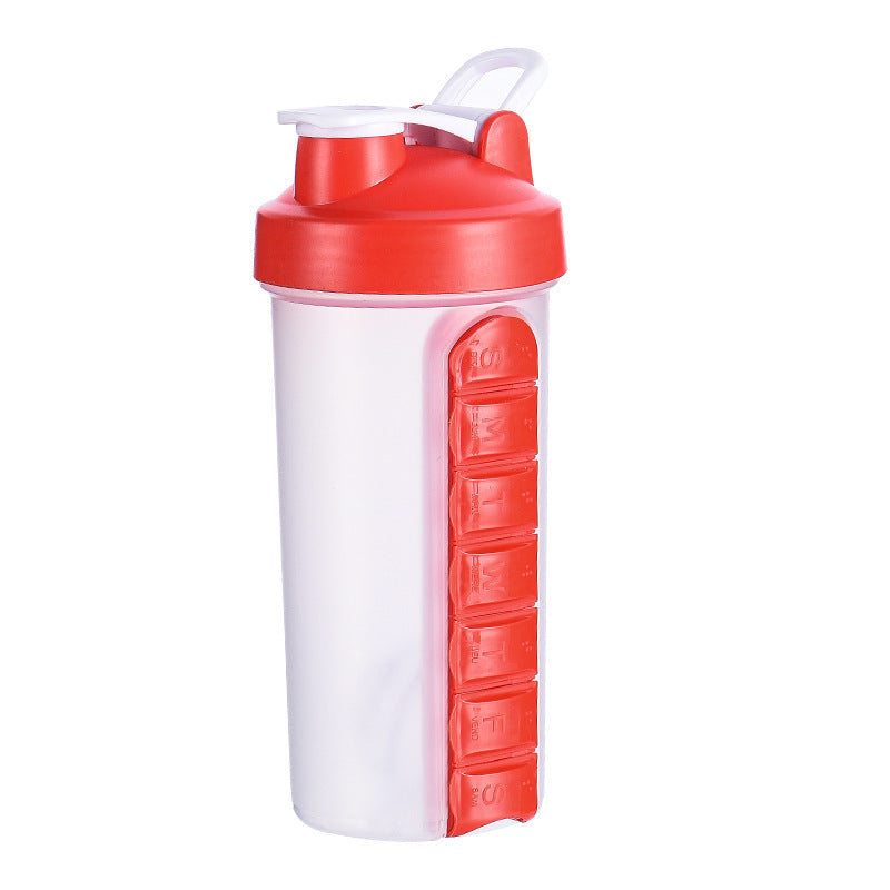 Outdoor Portable Water Bottle with Weekly Medicine Box - Multi-Function Cup