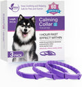 Purple calming dog collar set, 3-pack; 60-day design, adjustable link strap