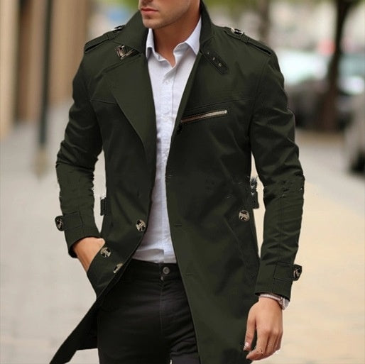 Autumn New Plus Size Lapel Mid-length Men's Casual Jacket