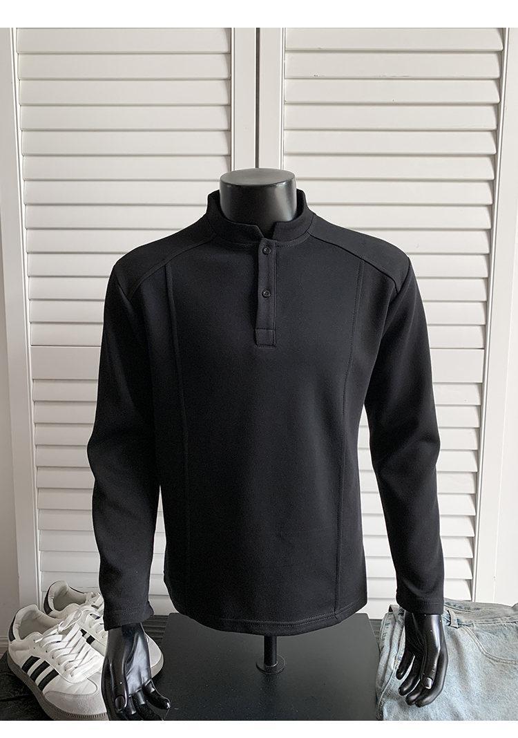 Patchwork Stand-up Collar Sweater Shoulder Polo Shirt Collar Long Sleeve Men