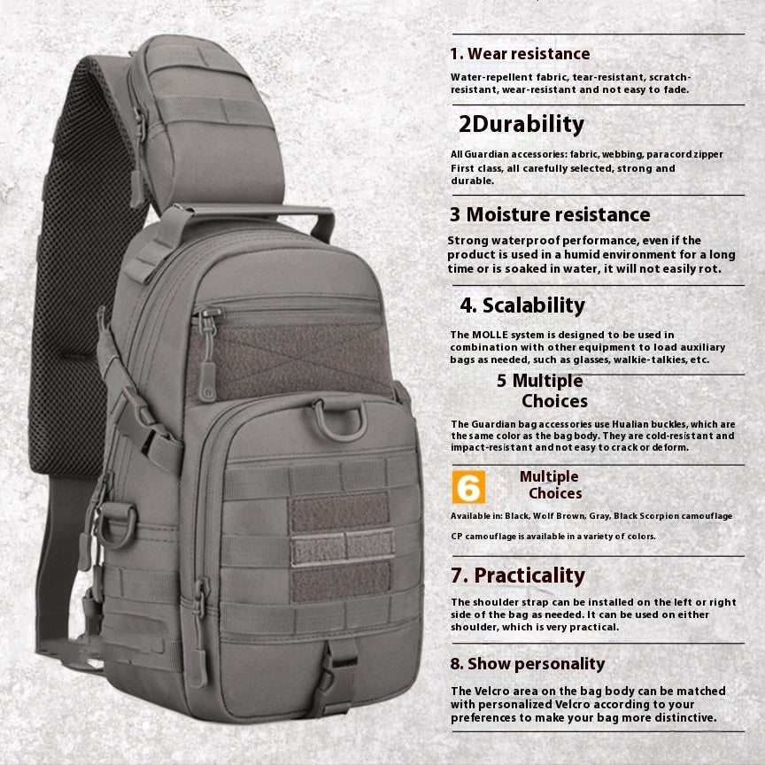 Mens Chest Bag For Cycling Crossbody Nylon Shoulder Bag 46cm High 19cm Wide 12cm Thick