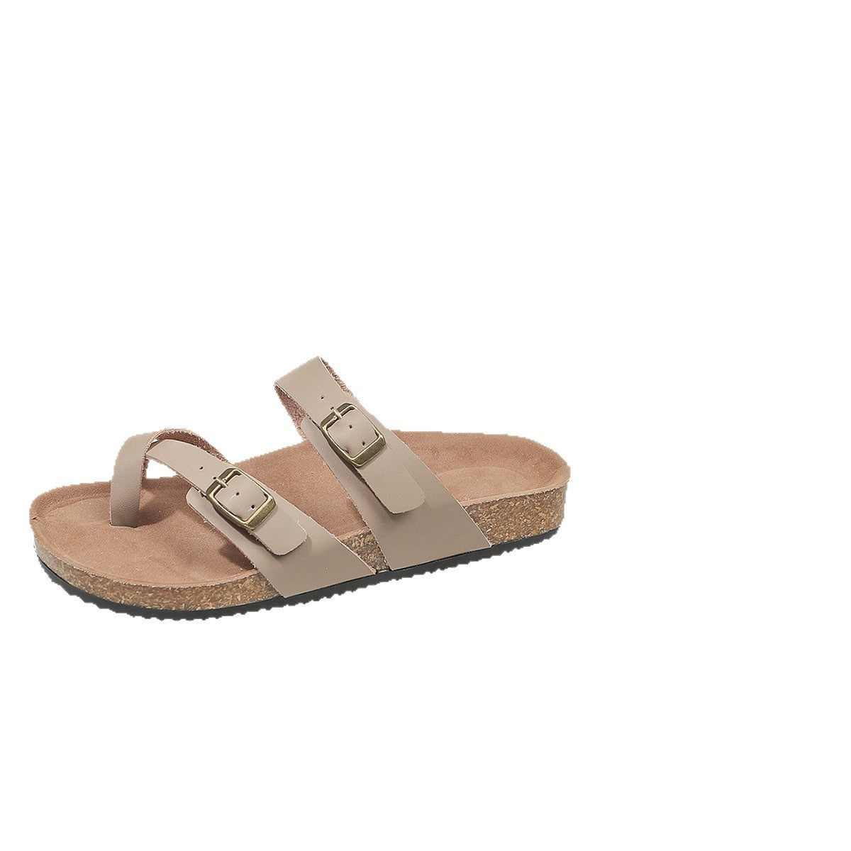 Double Row Buckle Open Toe Outdoor Slippers - Women's Casual Summer Sandals