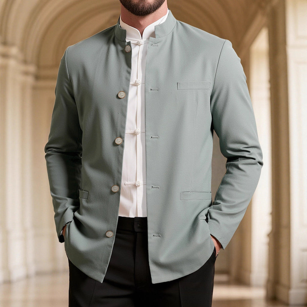 Men's Casual Stand Collar Single Western Coat Slim Fit