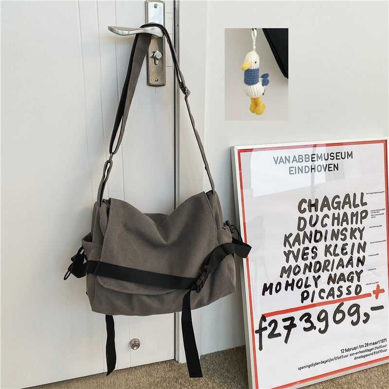 Mens Large Capacity Messenger Bag For Casual Student Book And Travel Shoulder Bag Canvas Lining