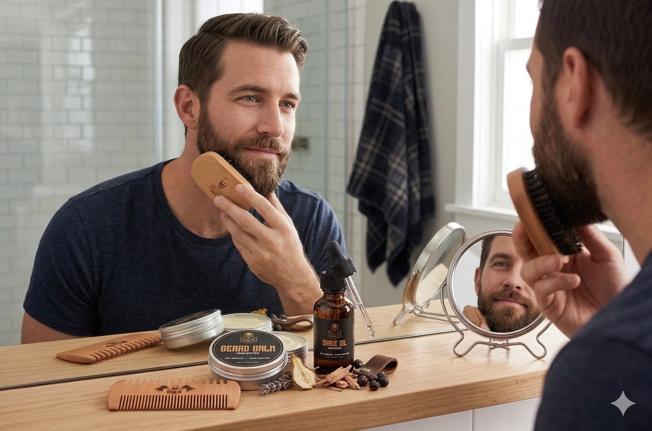 Beard Growth & Grooming Kit – USDA Certified Organic Beard Oil, Balm & Wooden Comb-3