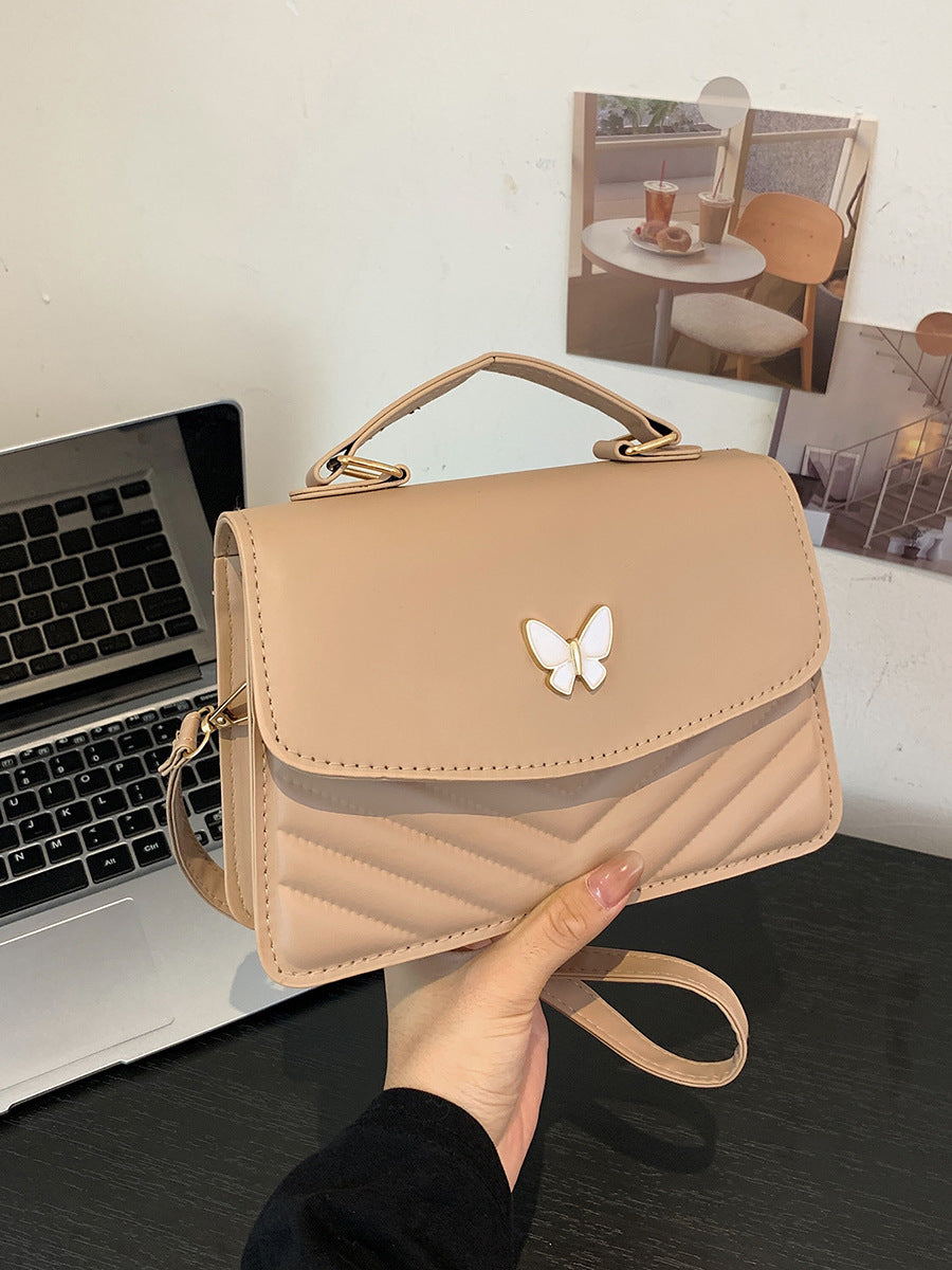 Four Seasons Trendy Joker Womens PU Leather Bow Accent Horizontal Square Tote Bag In Multiple Colors