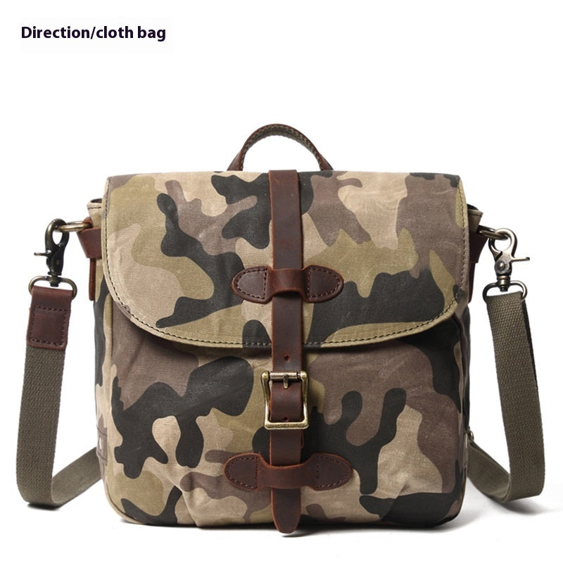 Camouflage Waterproof Canvas Shoulder Messenger Bag With Polyester Lining For Travel And Leisure Use
