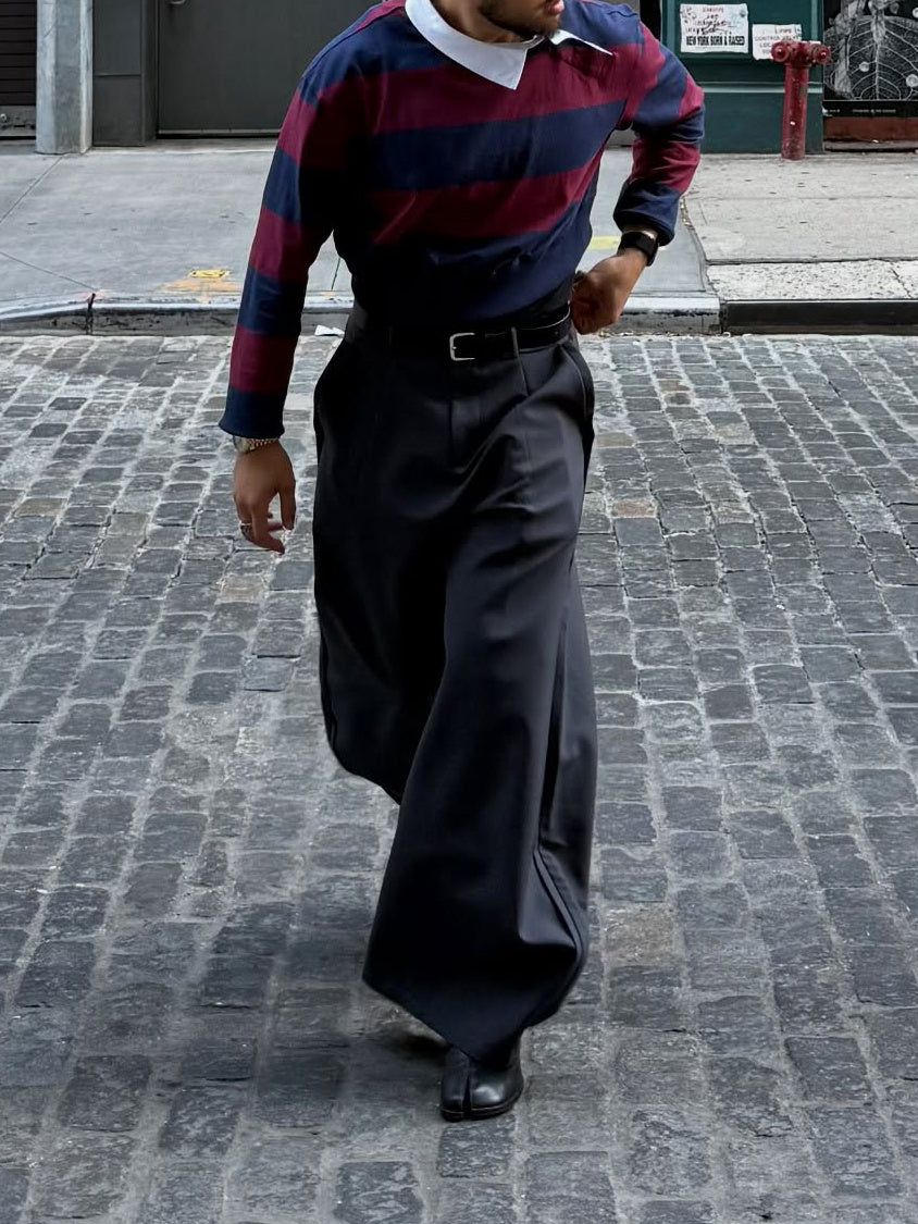 Elegant Grey Scimitar Wide-Leg Pants