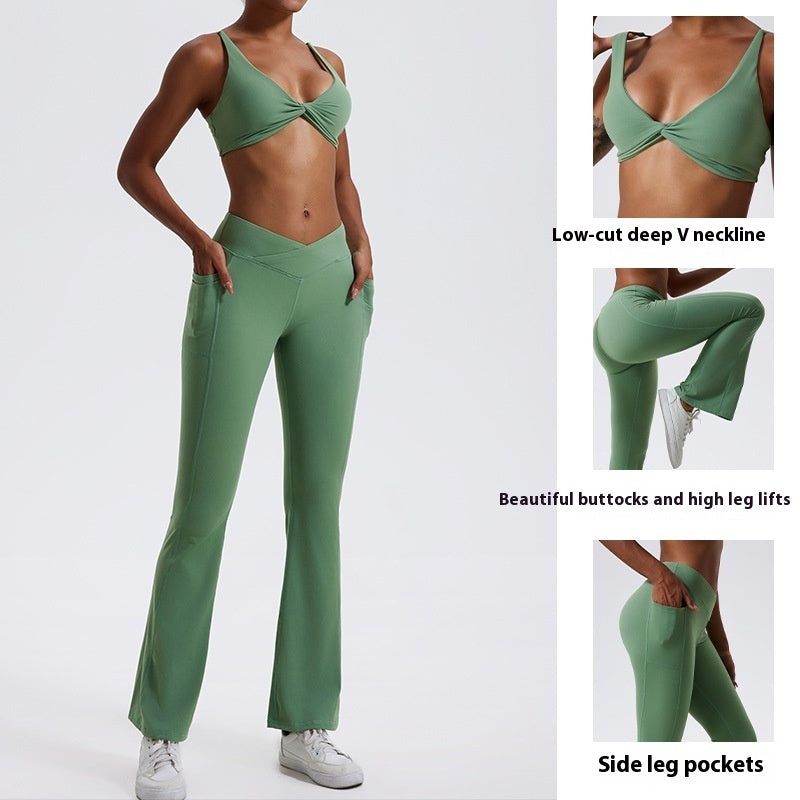 Women's Outdoor Sports Yoga Suit Set Slip On Two Piece Hot Pants Workout Wear Nylon Blend For Active Women
