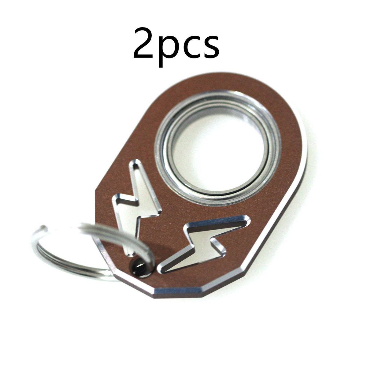 Copper rotating key chain with silver ring and hook, labeled 2pcs.