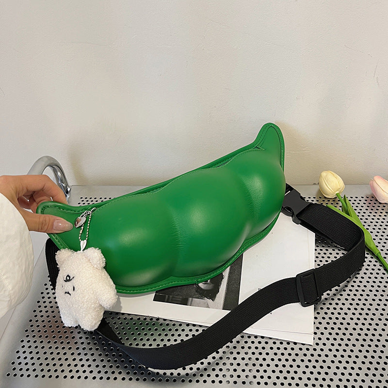 Green PU Sling Messenger Bag For Women And Men Shoulder Crossbody Mobile Phone Pocket 38x17x7cm