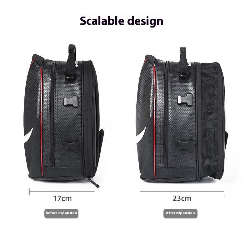 Multifunctional Motorcycle Hard Shell Rear Seat Messenger Bag EVA Oxford Cloth 37x21x17cm Red Black