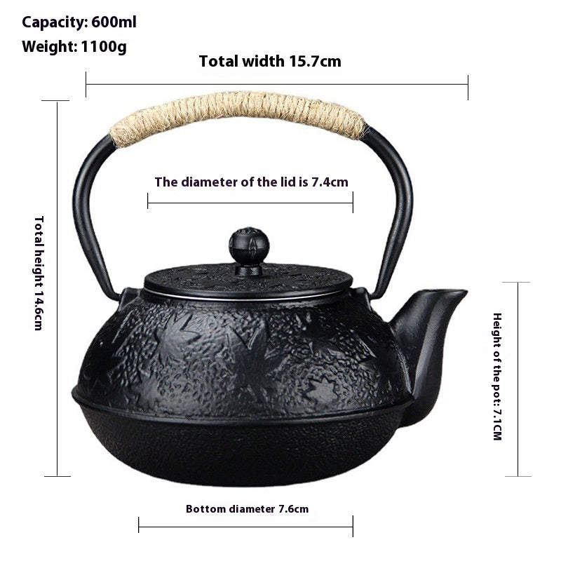 600ml Kettle Teapot With Tea Filter Assorted Designs Cast Iron Style Tea Set For Stove Top