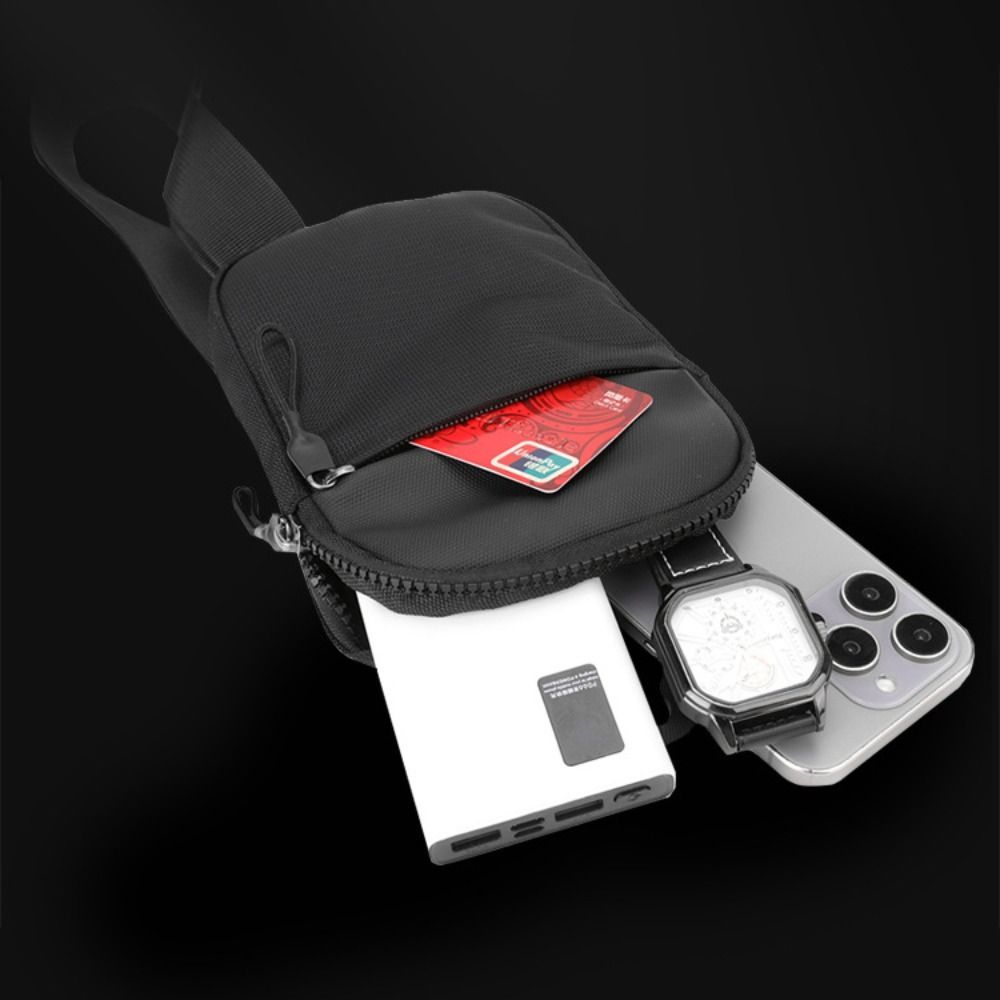 Men's Black Shoulder Messenger Bag Waterproof Oxford Cloth Mini Chest Travel Bag For Leisure