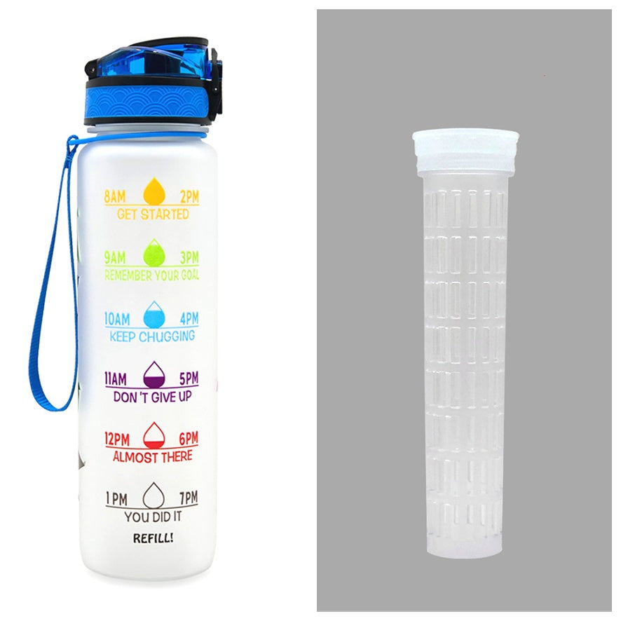 1L Motivational Water Bottle with Time Markers - Tritan Sports Bottle
