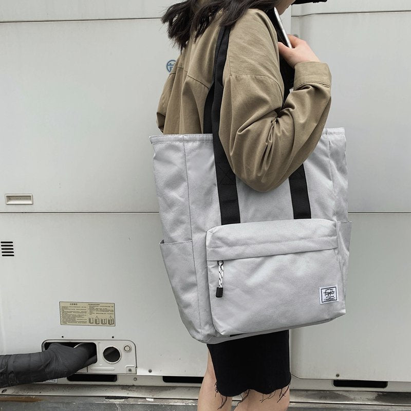 Mens Large Capacity Shoulder Bag Portable Tote Oxford Cloth Wear Resistant Black Blue Gray Green