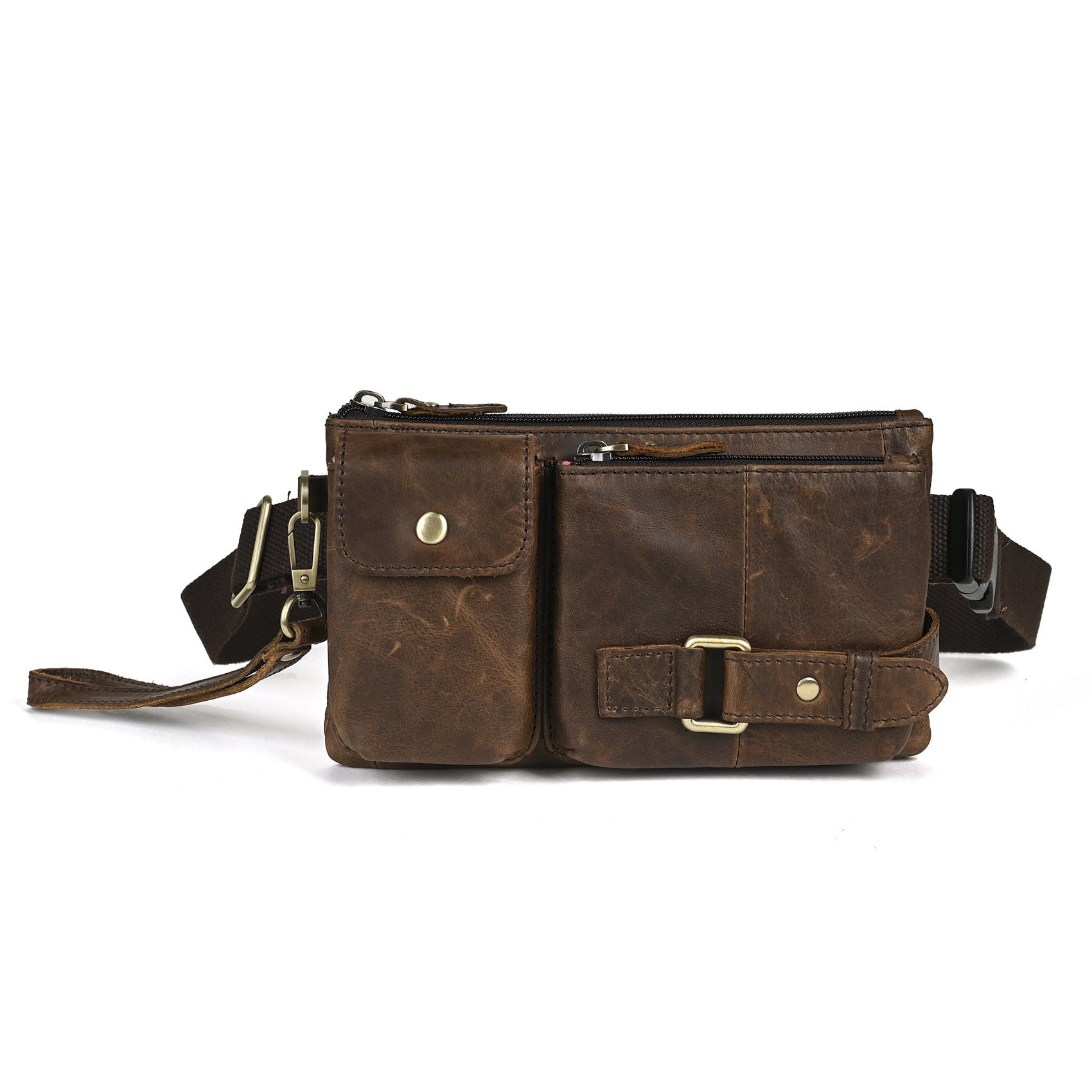 Vegetable Tanned Leather Cowhide Men's Chest Bag Crossbody Travel Bag For Everyday Use