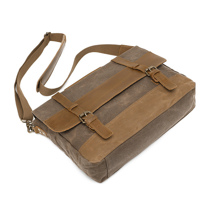 Boys Retro Postman Canvas One Shoulder Bag in Army Green Black Khaki Brown Lake Water Green