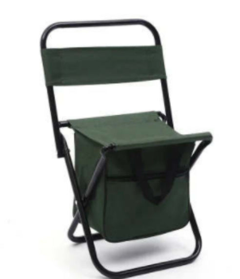 Folding Fishing Chair with Cooler Bag - Portable Camping Backpack Chair