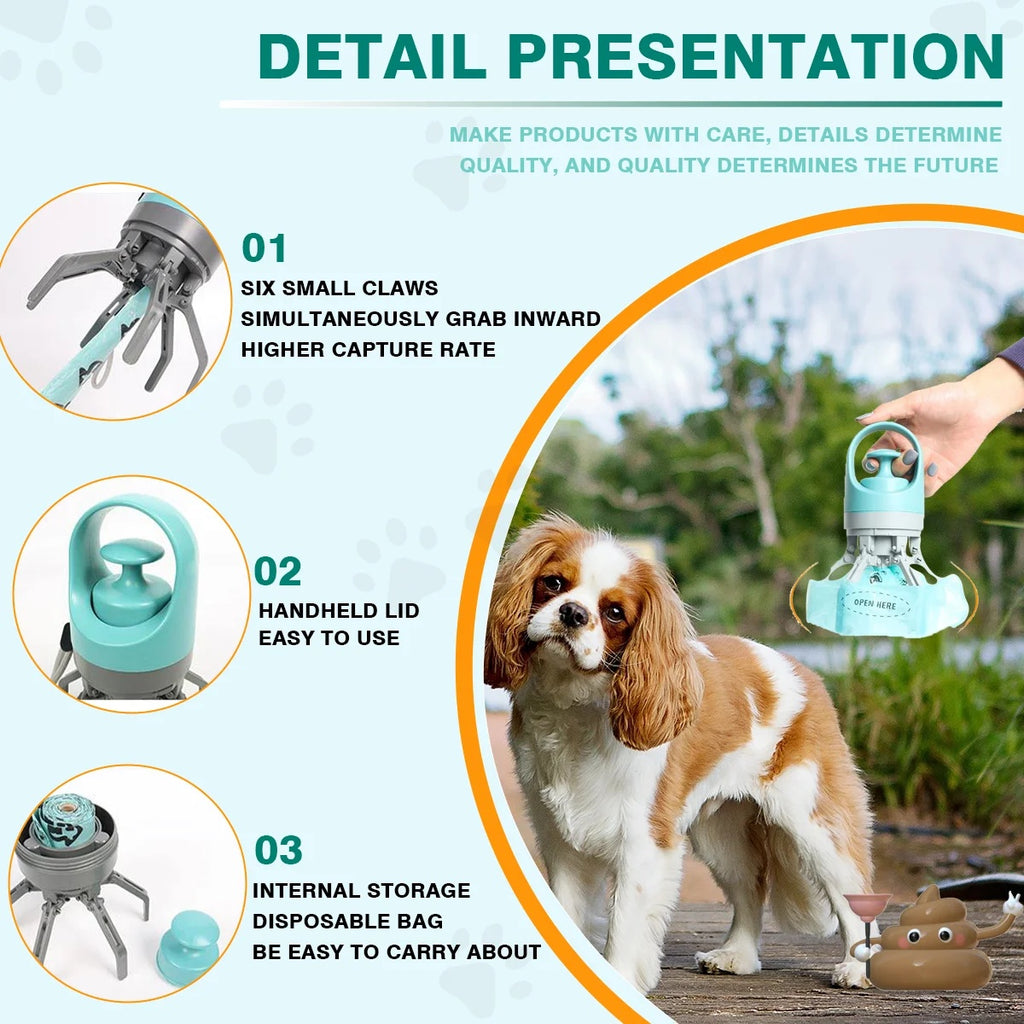 New Portable Dog Pooper Scooper And Cat Waste Bag Dispenser Outdoor Cleanup Kit ABS Plastic With Roll