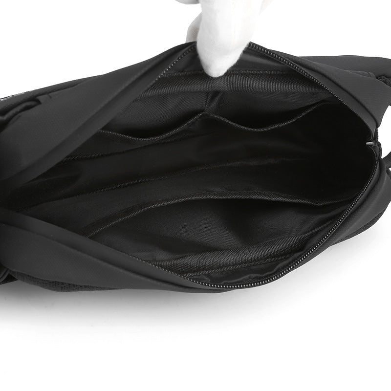 Mens Chest Outdoor Sports Crossbody Bag Large Capacity Waterproof PU Material Black Gray Dark Blue