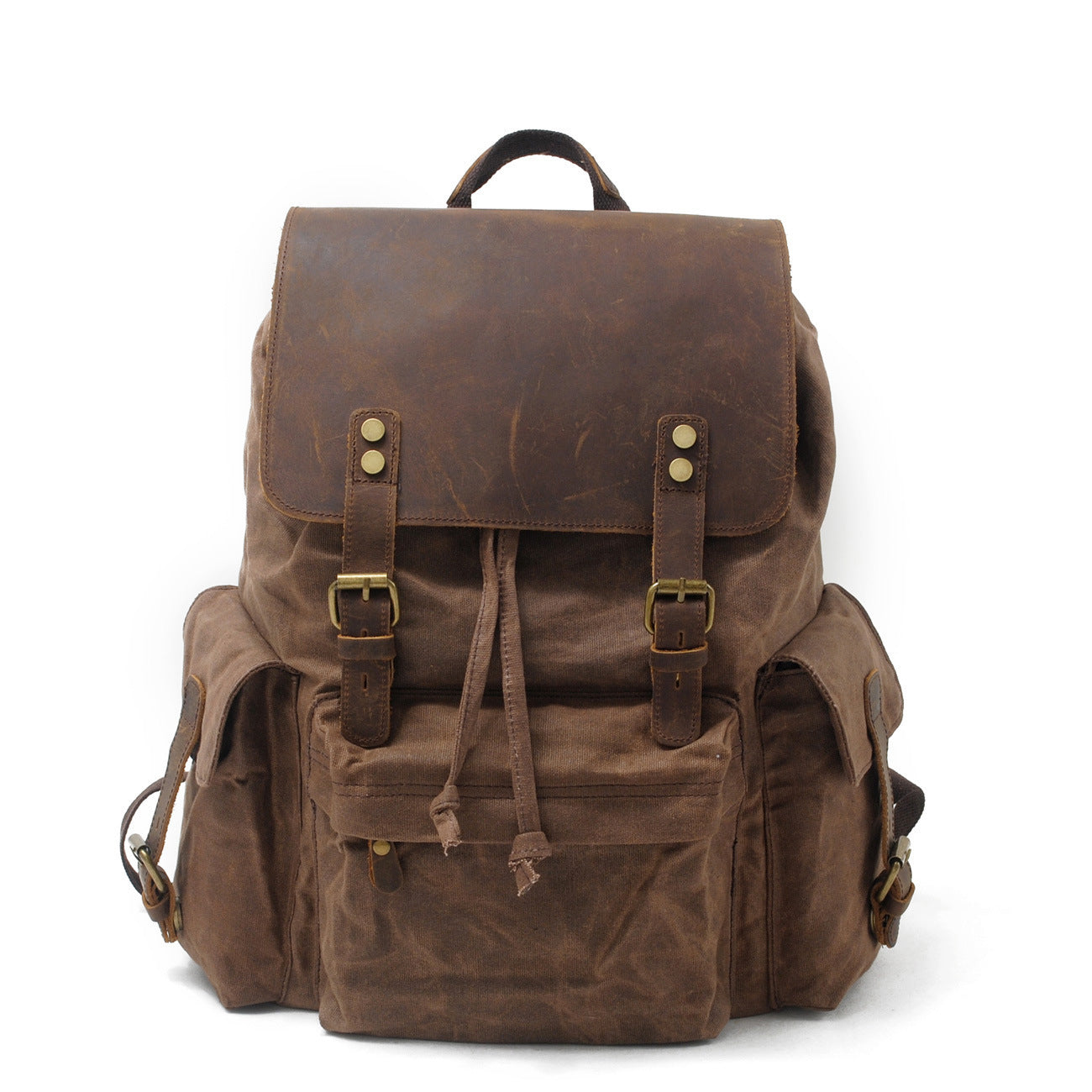 Men's Canvas Casual Backpack Oil Wax Laptop Travel Bag Muchuan 20 to 35L European Retro