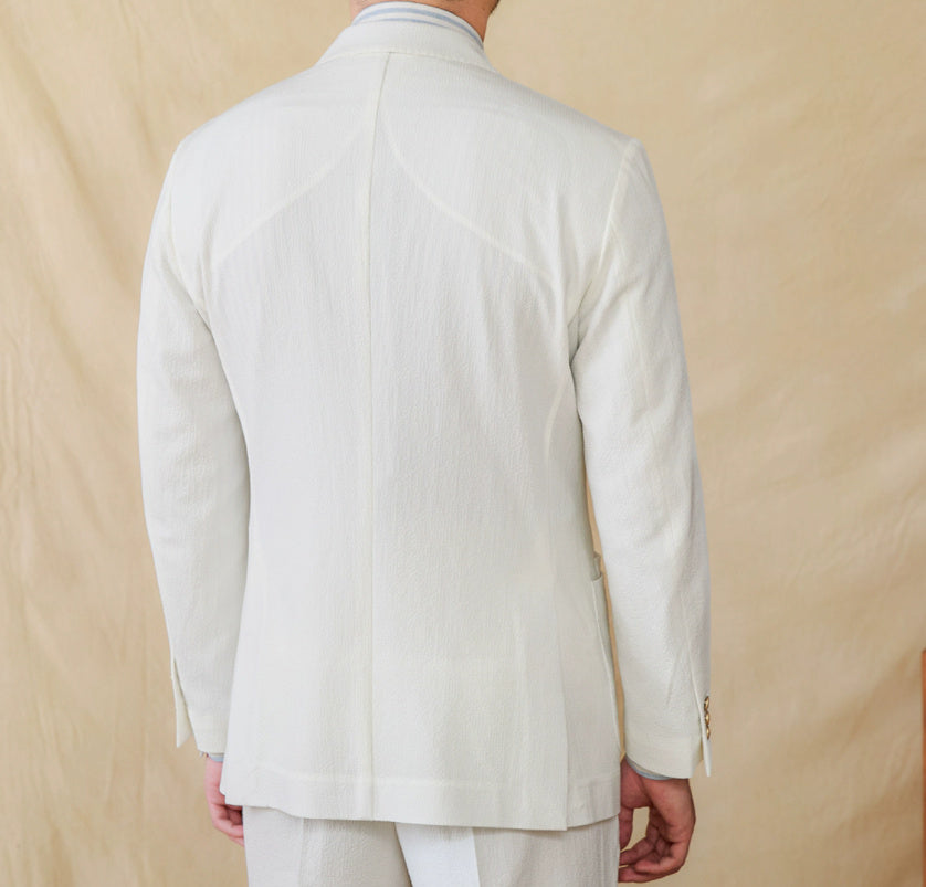 Seersucker All-match Single-breasted Slim-fitting Suit