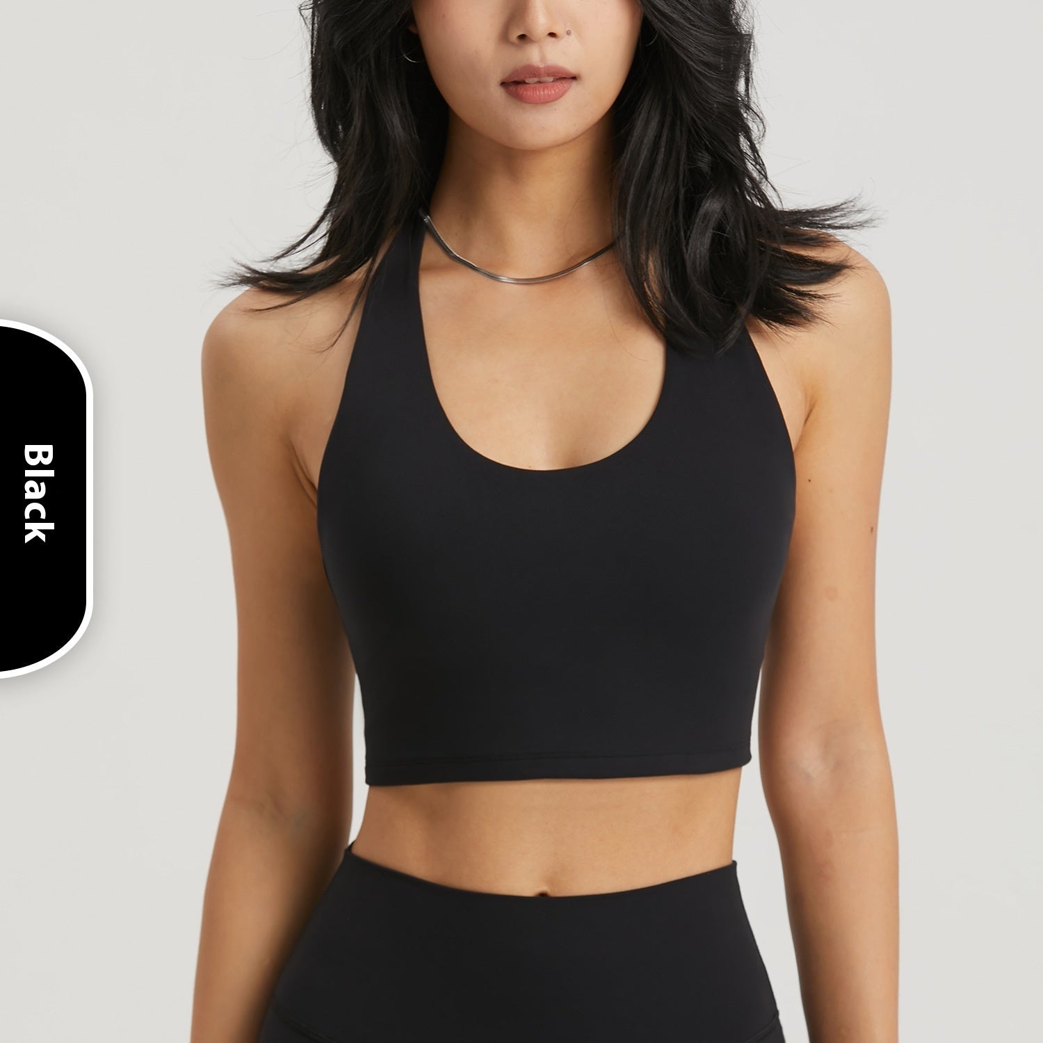 Halter Beauty Back Yoga One Piece Vest For Women Pullover Waist Length Nylon Lined Denim Blue Khaki Brown Black