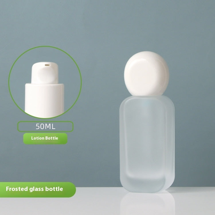 Press Spray Glass Bottle Empty for Cream Lotion Cosmetic with Pump Head 1pc NICKA Subpackage