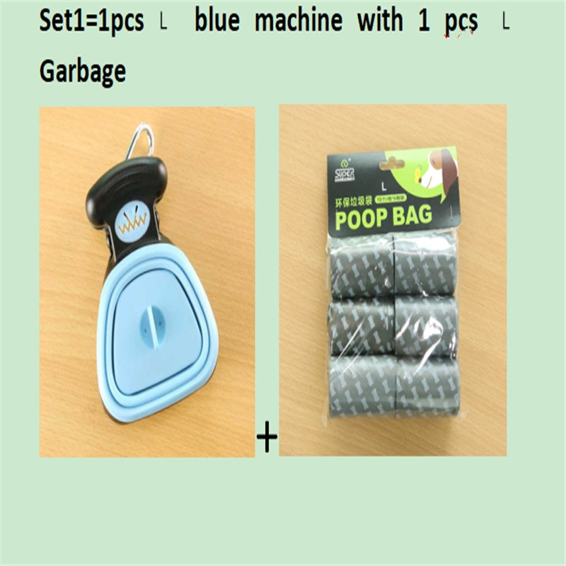 Foldable Dog Pooper Scooper For Travel With 1 Roll Biodegradable Bags Clean Up Excreta Easily