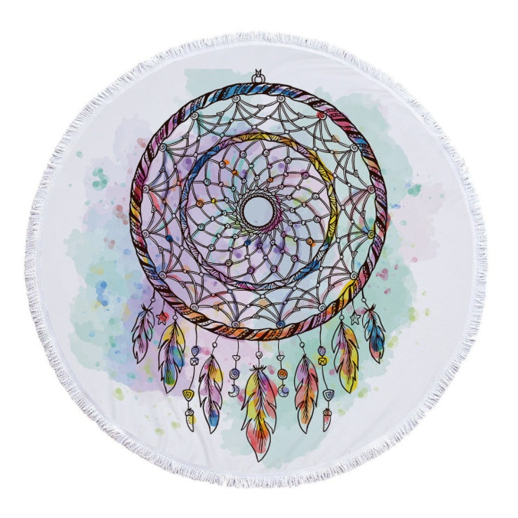Dream net microfiber round beach towel Yoga pad with tassel