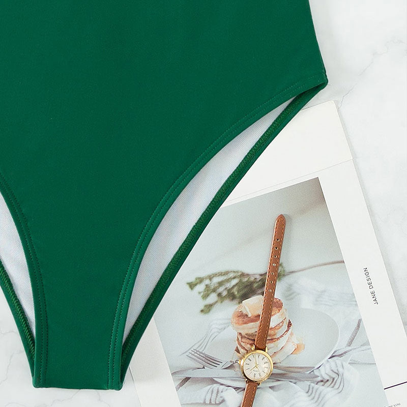 High Waist Triangle Swimwear One-piece Back Lace-up