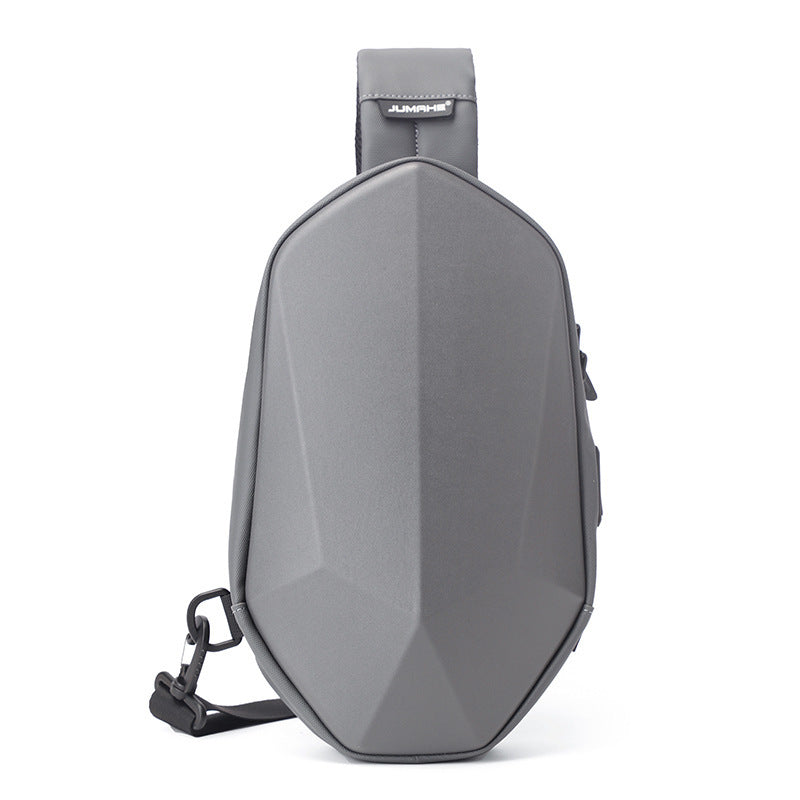 New Outdoor Crossbody Bag For Men Waterproof Ultra Light USB Interface Travel Chest Bag Black Gray