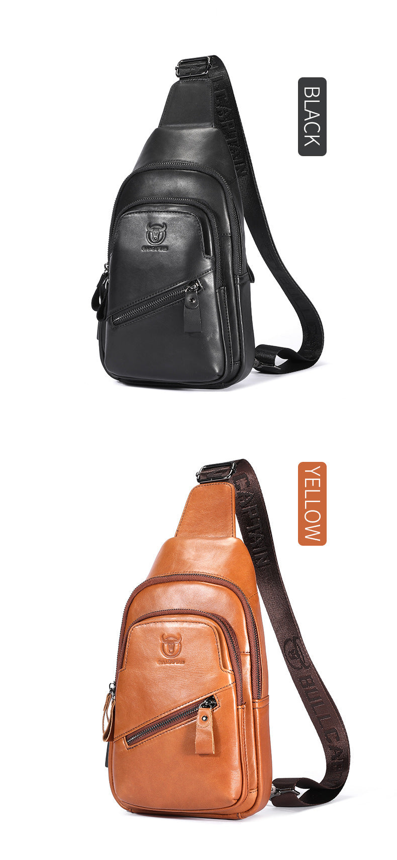 Bull Captain Genuine Leather Mens Shoulder Crossbody Bag Large Capacity First Layer Cowhide Breathable Waterproof