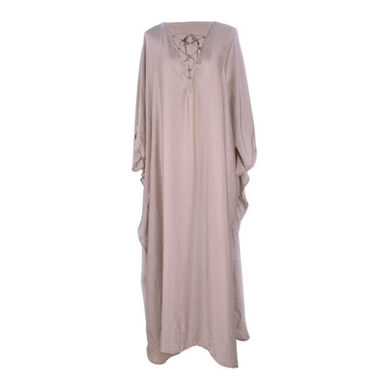 Satin Chest Strap Beach Cover-up Robe Holiday Dress Bikini Cover
