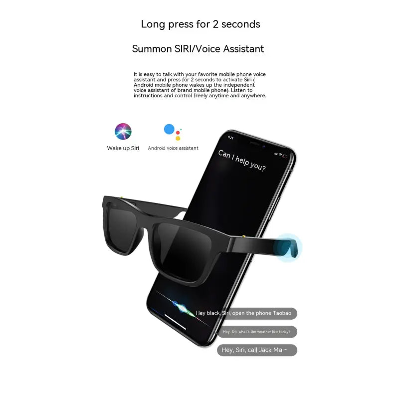 Black smart audio glasses lying with dark lenses and temple microphone openings