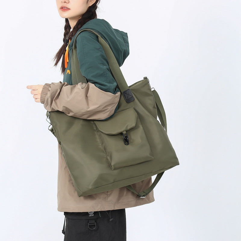 Large Capacity Crossbody Bag Hand Carry Dual Use for Short Trips Urban Travel Oxford Cloth Black Green