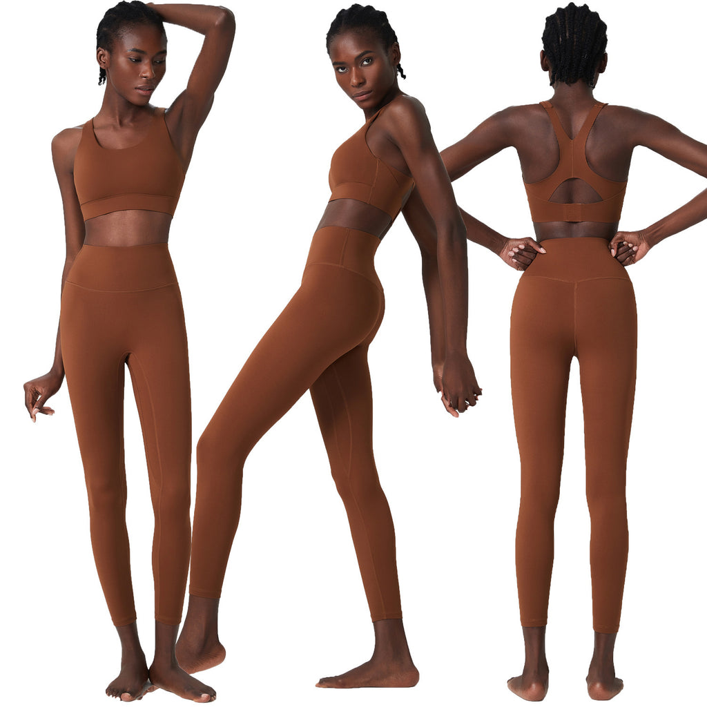 Plus Size Yoga Two Piece Set With Butterfly Back Bra And Liquid Glue Yoga Pants Bundle