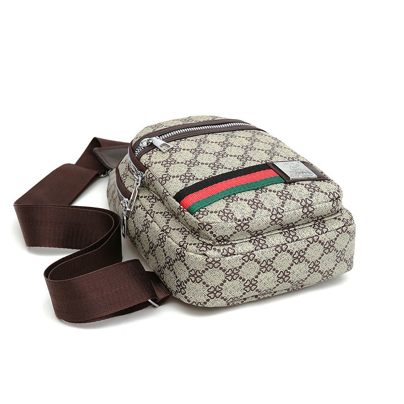 New Contrast Color PU Soft Leather Chest Bag Crossbody For Men And Women Urban Travel Small Backpack