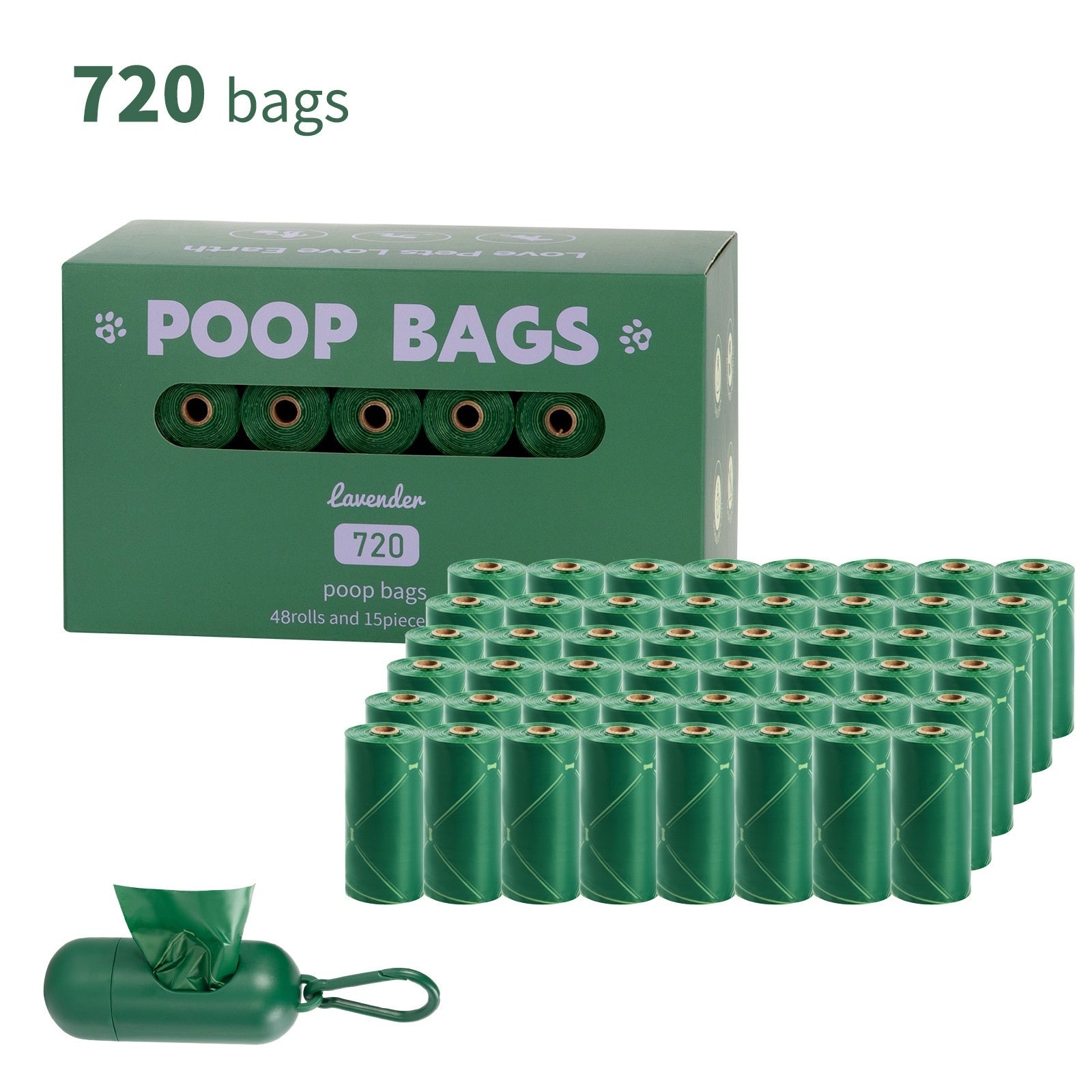 Vest Style Dog Waste Bags 120 Count Degradable Poop Picking Bags Green PE Material