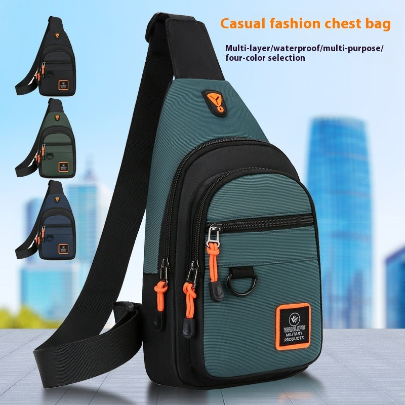 Mens Business Chest Bag Multi Layer Crossbody One Shoulder Bag Travel Ready Canvas Breathable