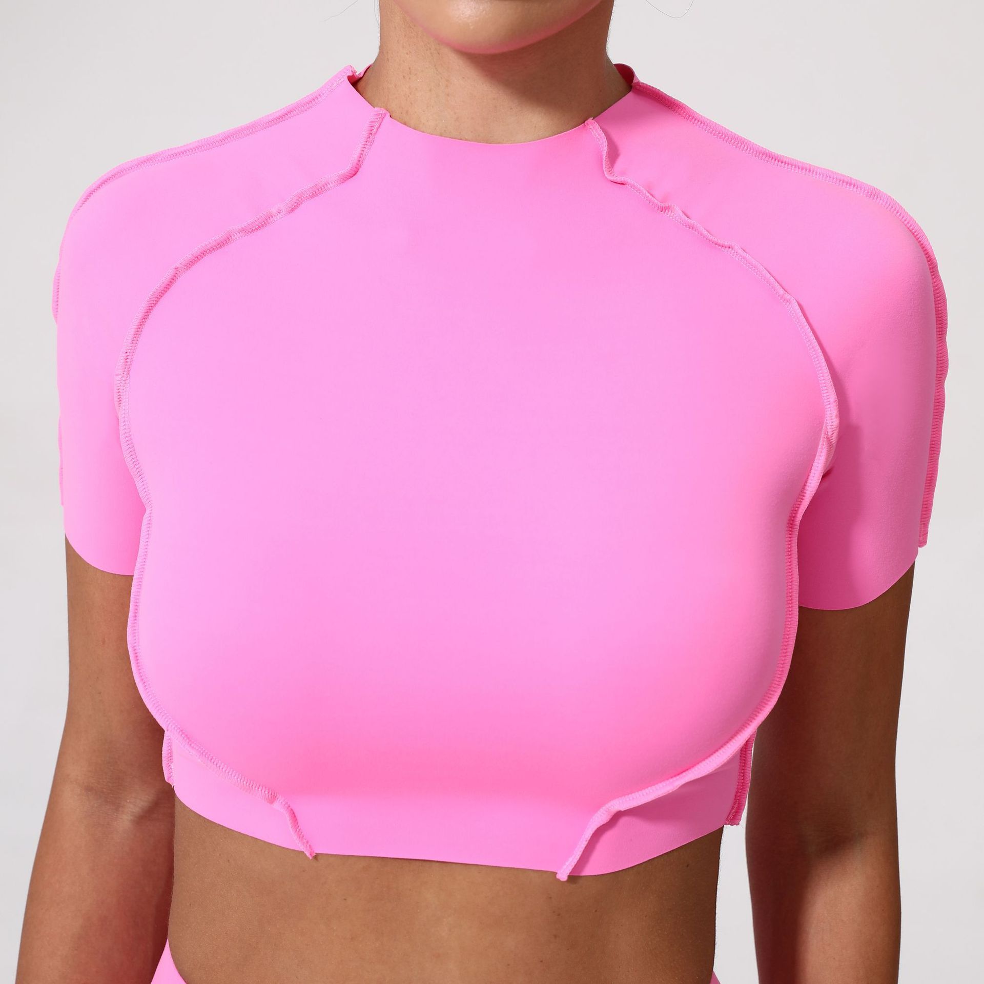 New Yoga Wear Women Without Chest Pad Flattering Short Sleeve Top