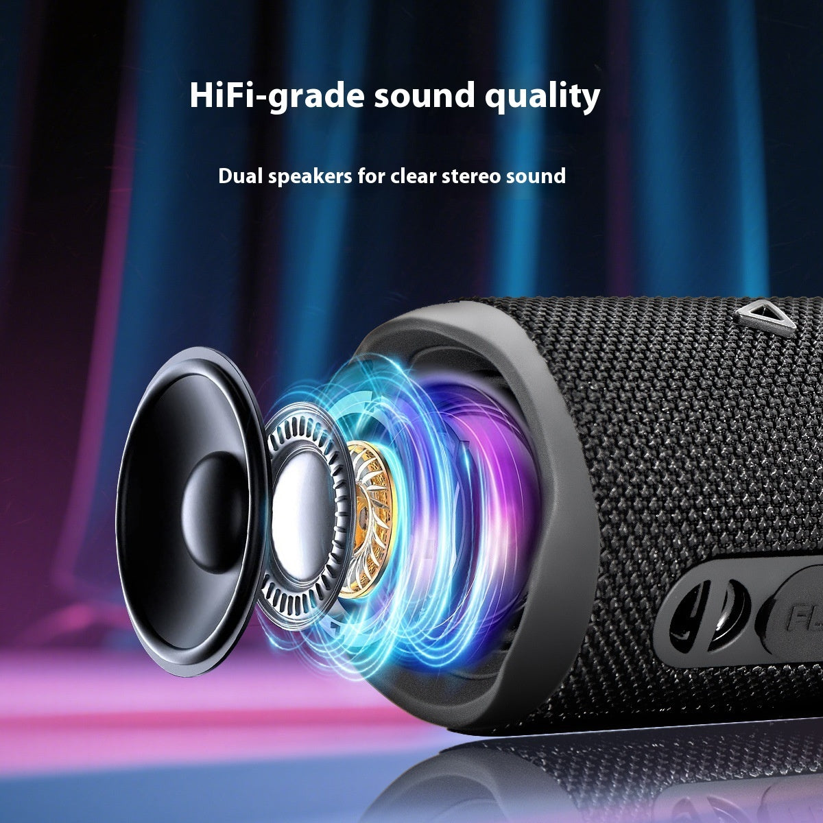 Portable Outdoor Wireless Bluetooth Speaker With Dual Speakers Long Battery Life Stereo Sound