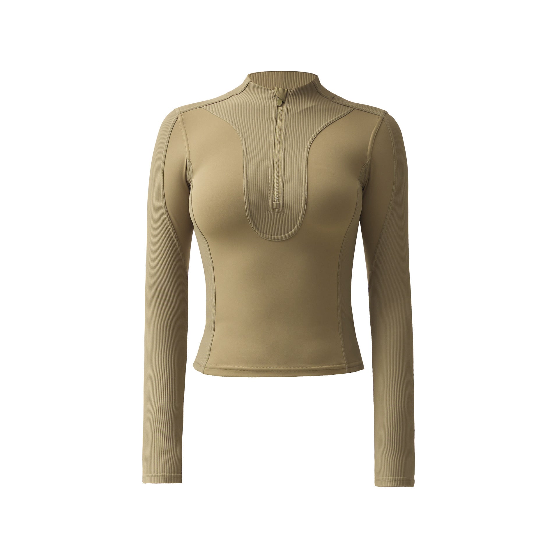 Nylon Long Sleeve Skinny Fit Workout Top for Yoga and Fitness Available in Black Milky White Khaki Green